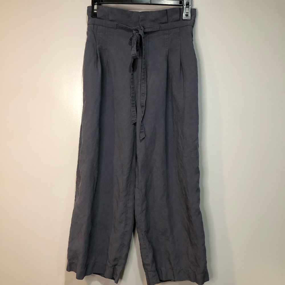 Club Monaco Ebony Noir Navy Anreannah Wide Leg Pants Paperbag Waist with Tie